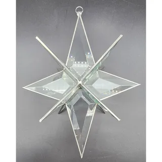 Photo of Vintage Artique Lexington Beveled Jade Glass 3D Moravian Star Suncatcher Boxed