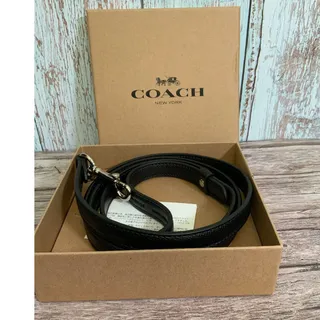 Photo of Coach Black Leather Dog Pet Leash Small Medium Gold Hardware NIB Box