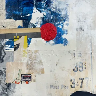 Photo of Original Mixed Media Modern Art Colllage Painting 18x24 "Callant" Signed