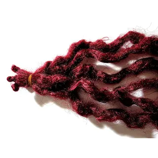 Photo of 6 SE Single Ended Burgundy Red Wavy Curly Natural Dreads Dreadlocks Hair Extensions
