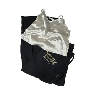 Photo of Ed Hardy Tiger Sweatpants + Champagne Satin Cami Top Y2K 2 Piece Set XS
