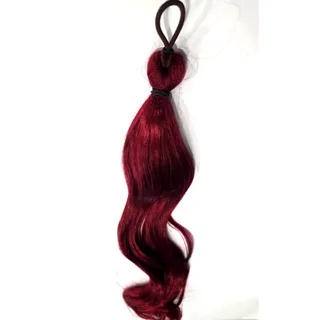 Photo of Burgundy Wine Red Ponytail Ponyfall Pony Fall Elastic 24 inches long Hair Extensions