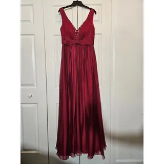 Photo of Morrell Maxie Burgundy Chiffon Evening Gown, Women's Medium NWOT