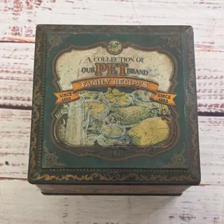 Photo of Vintage PET Evaporated Milk Family Recipe Box Tin Cards Seasonal Dividers