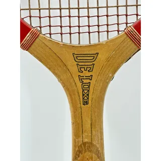 Photo of Vintage 1920s WLS Sears Radio Wood DELUXE Tennis Racquet Wright & Ditson Antique