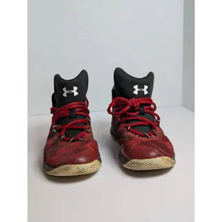 Photo of Under Armour Youth Size 2Y Red Black High Top Basketball Shoes Sneaker 3000390