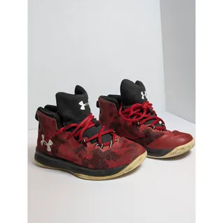 Photo of Under Armour Youth Size 2Y Red Black High Top Basketball Shoes Sneaker 3000390