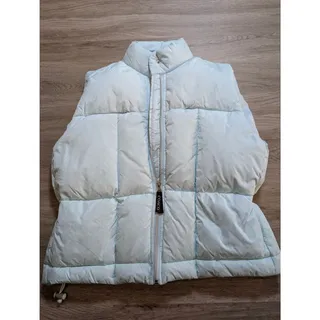 Photo of COACO Womens M Light Blue Puffer Vest Duck Down Feather Full Zip Nylon Jacket