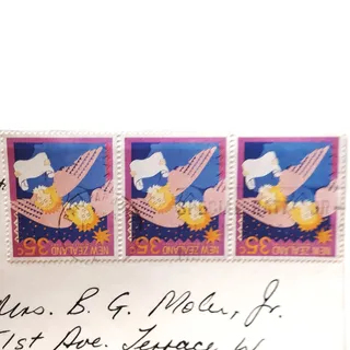 Photo of 1987 New Zealand Christmas 35c Stamp Cover Airmail Florida Hallmark