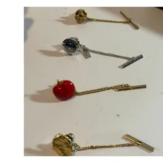 Photo of Lot of 4 Tie Tacks Vintage apple leaf crown