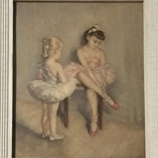 Photo of Vintage Pal Fried Framed Print of Young Ballerinas “Willing to Learn”
