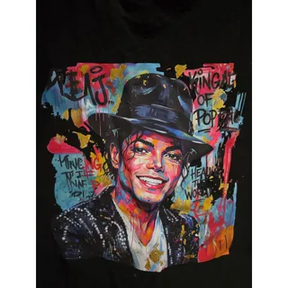 Photo of Michael Jackson Women's Tee Shirt, V-Neck, Black, Size XL
