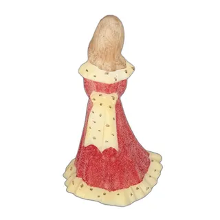 Photo of Fenton Christmas Bridesmaid Figurine Red Glitter Gown Holly Wreath Hand Painted Signed Art Glass Holiday Decor Gift