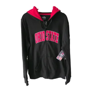 Photo of Ohio State Buckeye Nation Full Zip Women's Black Hooded Sweatshirt - Size L