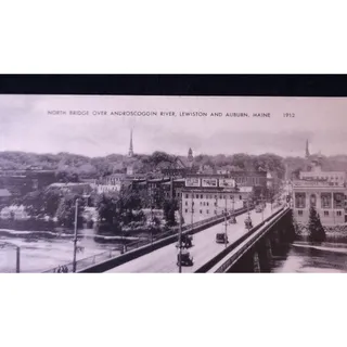 Photo of Vintage Postcard RPPC North Bridge Androscoggin River Lewiston Auburn Maine