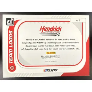 Photo of 2026 Panini Donruss NASCAR Hendrick Motorsports #1 Team Logos Red Xplosion /99