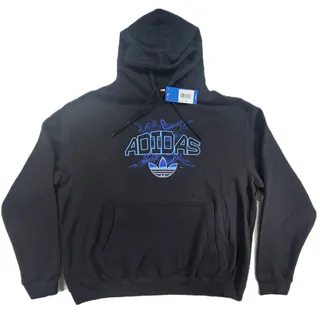 Photo of Adidas Originals Mens 2XL Black Blue Trefoil Graphic Fleece Hoodie NWT