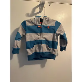 Photo of Carter’s Baby Boy 9M Blue Gray Striped Fleece Zip-Up Hooded Jacket Hoodie