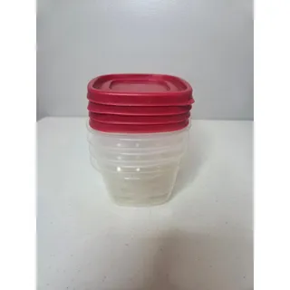 Photo of Rubbermaid #7J56 Food Storage Containers ~ 1.25 Cup ~ w/ Red Lids ~ Set of 3
