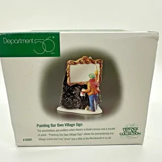 Photo of Dept 56 Painting Our Own Village Sign Heritage Village #55501 Christmas In Box