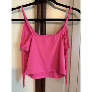 Photo of Women’s Size M Hot Pink Cropped Tank With Fringe And Adjustable Straps