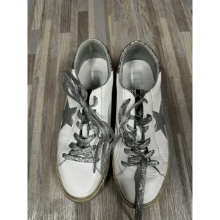 Photo of Shu Shop Size 9 White Silver Star Glitter Low Top Casual Comfort Sneakers