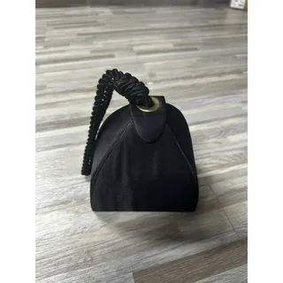 Photo of Black Satin Top Handle Bag Womens Small Rope Strap Evening Party Cocktail Purse
