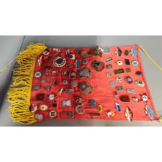 Photo of Russian Ferrar Pin Collection Display Banner Red Yellow Fringe