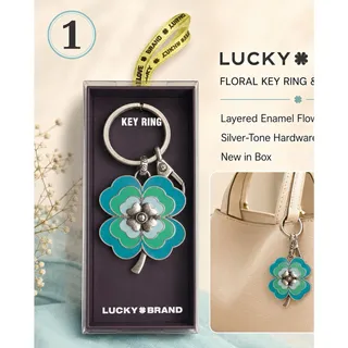 Photo of Lucky Brand Silver-Tone Floral Layered Enamel Flower Keyring Bag Charm