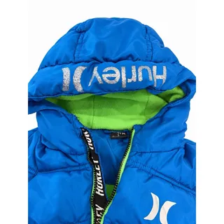 Photo of Hurley Kids Solid Puffer Hooded Full Zip Jacket w/ Pockets Blue/Green Sz S