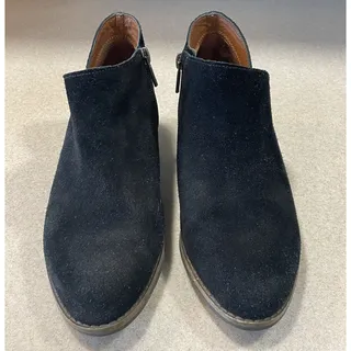 Photo of Lucky Brand LP-Frankela Black Suede Leather Low Ankle Bootie Classic Boho 7.5M