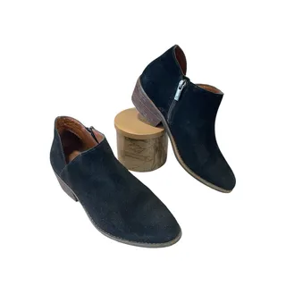 Photo of Lucky Brand LP-Frankela Black Suede Leather Low Ankle Bootie Classic Boho 7.5M