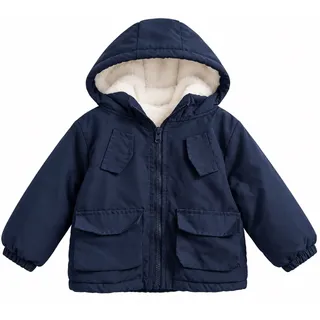 Photo of SHEIN Toddler Navy Blue Utility Jacket 2T | Soft Lined Hooded Fall Coat