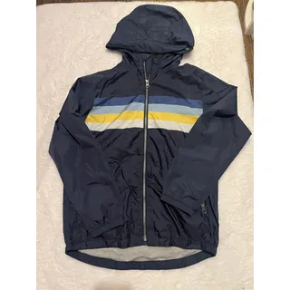 Photo of GAP Kids XL 12 Navy Colorblock Hooded Windbreaker Jacket Retro Stripe