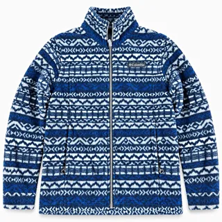 Photo of Columbia Kids Geometric Fleece Full Zip Jacket w/ Pockets Blue/White Sz S