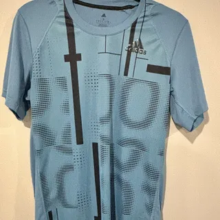Photo of Adidas Light Blue T-Shirt with Black Stripes