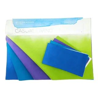 Photo of Casual Living 4 Placemat and 4 Napkin Set Ombre Tie Dye Matching 100% Cotton