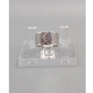 Photo of S925 Sterling Silver With Silver Recessed Dots Ruyi Cloud Adjustable Ring 