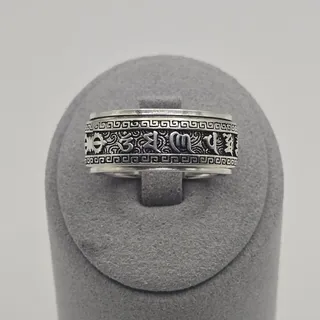 Photo of S925 Sterling Silver Tibetan Mantra Om Ma Ni Pad Me Hum Spinner Meditation Ring