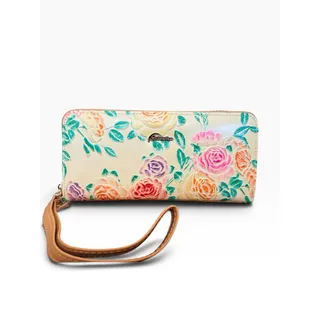 Photo of ArtsEye Rose Embossed Genuine Leather Zip Around Clutch Wallet NWOT