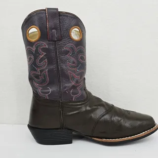 Photo of Smoky Mountain Girl's Western Cowgirl Boots Purple Brown 6.5