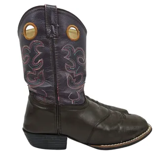 Photo of Smoky Mountain Girl's Western Cowgirl Boots Purple Brown 6.5