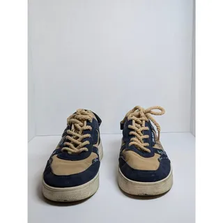 Photo of Jinlaike Men Size 9 Paisley Tan Navy Blue Thick Rope Lace Skate Sneakers Shoes