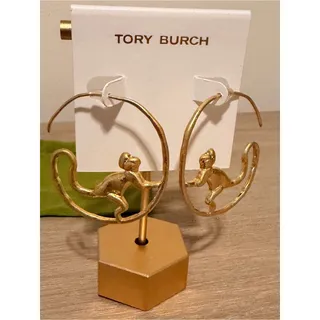 Photo of Tory Burch Call of the Wild Monkey Hoop Earrings Gold Runway new