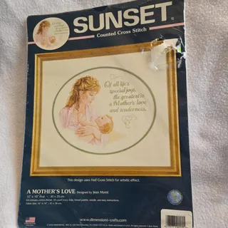 Photo of Sunset Kit #13723 "A Mother's Love" Cross Stitch RARE Dimensions New 2005
