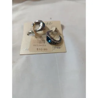 Photo of Sparkle silver earrings with blue rhinestones lead free