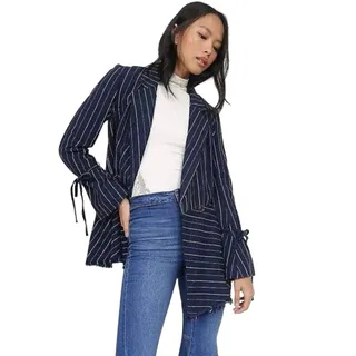 Photo of Free People Stella Blue Striped whimsical style blazer 