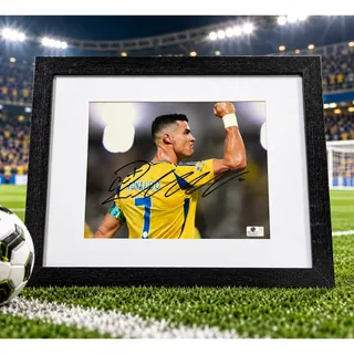 Photo of Cristiano Ronaldo Signed 8x10 Al Nassr Photo Framed Global Authentics COA