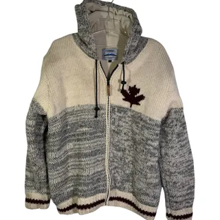 Photo of Cozy Vintage Ark Imports Wool Zip Hoodie Jacket Mens L Canada Maple Leaf