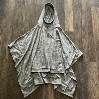 Photo of Athleta Gray Hooded Poncho Pullover Top Women’s Medium Oversized 96% Polyester